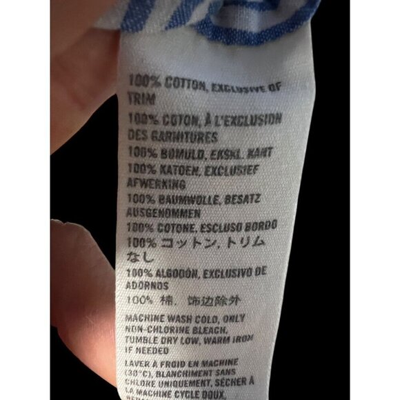 Abercrombie & Fitch Striped Short Sleeve Blouse W/ Embroidered Floral Design & T - Picture 9 of 10